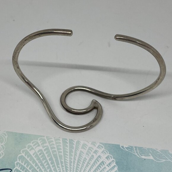 Solid Sterling Silver Wave Bracelet Bangle - Picture 5 of 5